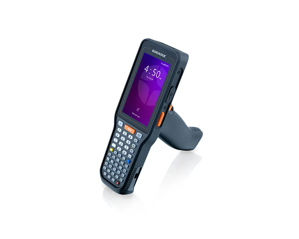 Datalogic Skorpio X40 Handheld, 2D-Imager, 4" Display, 48 Tasten, alphanumerisch, Handschlaufe, 6 GB RAM, 128 GB Flash, Wi-Fi 6E, NFC, 13 MP Kamera, IP65/IP67, MIL-STD 810H